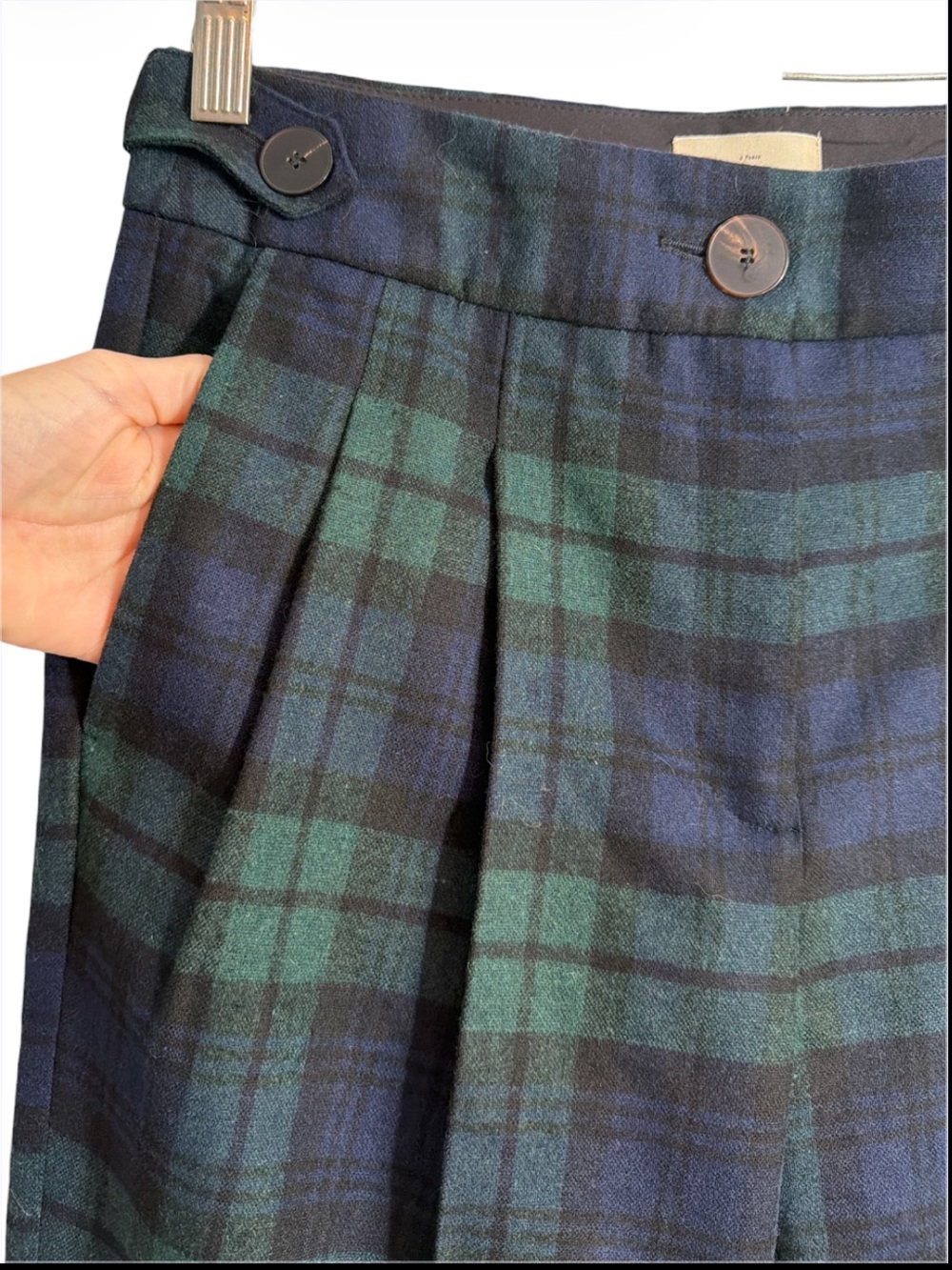 Sezane NWT Green Plaid Straight-Leg Mitchell Trousers - Picture 3 of 12